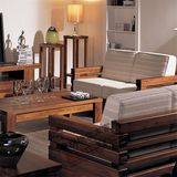 北美黑胡桃实木布艺沙发一二三真皮组合沙发现代中式定制客厅家具