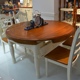 十年树木家具地中海餐桌圆桌实木餐桌可伸缩折叠大圆桌餐桌椅组合
