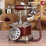 欧式新款红木色树脂电话座机 仿古电话机 复古摆设家用电话机