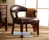特价美式复古实木餐椅法式新古典书椅欧式现代简约咖啡厅休闲椅子