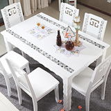 大理石餐桌椅组合6人白色实木桌长方形组装户型现代简约餐桌包邮