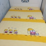 0702黄条纹青蛙图案四件套儿童可爱斜纹纯棉家纺床单被套 可定做