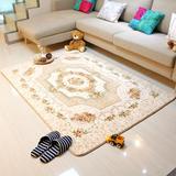 琪特 地毯客厅卧室茶几沙发珊瑚绒防滑大地毯 黄色欧式玫瑰 1.3