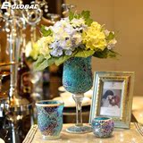 欧式玻璃花瓶客厅茶几装饰品干花绣球仿真花艺套装电视柜餐桌摆件