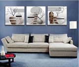 现代客厅装饰画三联无框画沙发背景墙壁画卧室艺术画挂画抽象花瓶