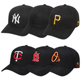 韩国-正品MLB洋基队棒球帽,低调黑帽白字NY鸭舌帽 暗格情侣帽调节