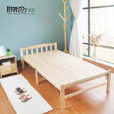 松木可折叠单人床硬板实木床简易床双人床午休床1.2米折叠床