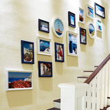 欧式地中海照片墙客厅楼梯相框墙美式创意挂墙相框组合相片墙15框