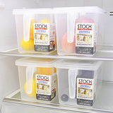 日本进口可叠加食品盒 冰箱收纳整理保鲜盒带盖带手柄储物罐2个装