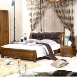 胡桃木床实木床黄金胡桃木床1.8米卧室家具实木家具简约天邦至尊