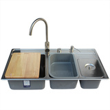 普乐美 BM604 厨房洗菜盆 304不锈钢水槽 带垃圾桶台控
