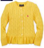 美国代购ralph lauren女童棉线黄色上衣毛衣代购正品现货