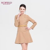 SCOFIELD女装2015年冬季新品气质修身假两件腰带连衣裙SFOW66C02L