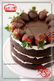 天津市内六区免费配送 生日蛋糕 欧式蛋糕 特浓巧克力草莓裸蛋糕