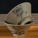人工手绘龙泉青瓷荷花整套功夫茶具 粗陶岩泥杯子 陶瓷茶壶品茶杯