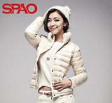 （包邮）韩国SPAO上海专柜正品代购 女装纯色兔毛领羽绒服