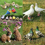 仿真兔子鸽子摆件田园动物工艺品信鸽摆设小鸟鹦鹉庭院家居装饰品