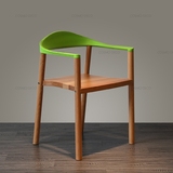 促销天然实木原木餐椅北欧日式设计师创意宜家扶手休闲椅靠背椅