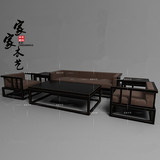 新中式实木布艺沙发组合 样板房酒店简约禅意沙发创意水曲柳沙发