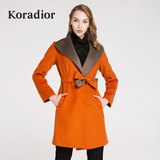 Koradior/珂莱蒂尔春款韩版修身双面呢大衣外套新