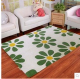 时尚可爱小清新绿色花朵叶子 加厚手工腈纶 客厅卧室茶几儿童地毯