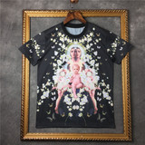 香港代购20016 恶搞纪梵希新款 花卉圣母 满天星情侣装男短袖T恤