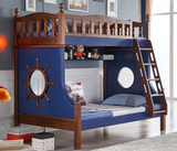 定制地中海小孩床双层床上下铺美式全实木高低床子母床松木学生床