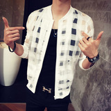 夏季韩版夹克男加大码学生外套超薄款防晒衣服青少年潮流透气外衣