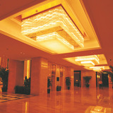 酒店大堂水晶吊灯方形宾馆售楼部会所大厅欧式金色水晶灯定制灯具