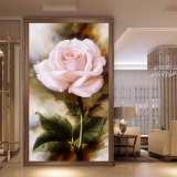 欧式油画粉色玫瑰花玄关过道走廊背景墙壁画客厅卧室装饰墙纸壁纸