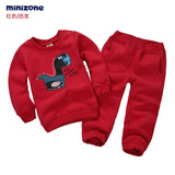 minizone正品宝宝男女童装冬款保暖加绒加厚卫衣绒衣运动套装