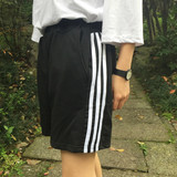 韩国ulzzang夏季新品港味运动三杠男女夜跑健身短裤热裤5分裤潮
