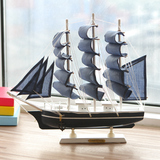 地中海风格帆船 创意家居装饰品 时尚手工艺品 实木帆船模型摆件
