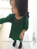 龙桃子高级定制2015秋冬韩版复古绿丝光棉女童儿童长袖毛衣裙