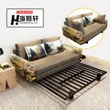 小户型布艺可折叠沙发床多功能推拉两用床1.5米1.2米1.8米双人