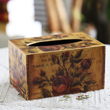 家居纸巾盒欧式复古餐巾纸盒家用创意美式实木卷纸客厅抽纸盒车用