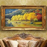 欧式风景油画山水客厅装饰画横版纯手绘定制抽象餐厅玄关挂画壁画