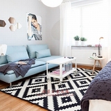 黑白锯齿纹几何图案现代客厅茶几地毯卧室床边满铺样板房加厚定制