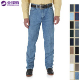 全球购Wrangler威格牛仔裤 男裤 Slim修身款水洗磨白中腰直筒长裤