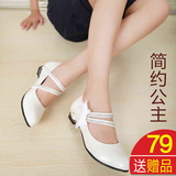 女童单鞋公主鞋韩版演出鞋大童学生鞋白色小皮鞋高跟水晶儿童鞋