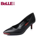 Belle/百丽秋专柜同款牛皮革优雅通勤女单鞋3W4A6CQ5