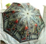 热卖油画晴雨伞折叠超大加固双层户外遮阳伞防紫外线太阳伞女防晒