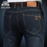 AFS JEEP春季厚款直筒牛仔裤男宽松大码吉普中年男士中腰牛仔长裤