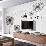电视背景墙壁纸客厅卧室3d立体个性大型壁画蒲公英欧式4d影视墙布