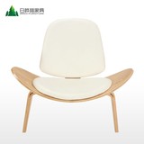 飞机椅 现代简约创意贝壳椅三脚微笑椅 弯板休闲会客洽谈椅