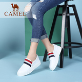 Camel/骆驼女鞋 2016秋季新款真皮时尚休闲中跟单鞋套脚 小白鞋女