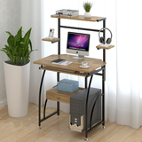包邮现代简约小型台式书桌家用组合办公桌子带书架抽屉钢木电脑桌