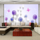 美垣3D立体紫色蒲公英大型无缝壁画客厅卧室沙发电视背景墙壁纸