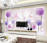 促销3D大型壁画客厅卧室电视背景墙无缝无纺布墙布壁纸方格蒲公英