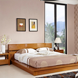 实木床榻榻米水曲柳贴面成人床中式婚床 双人床1.8米简约现代家具
